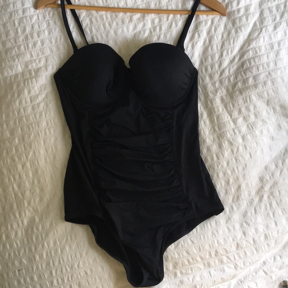 Classic black one piece bathing suit